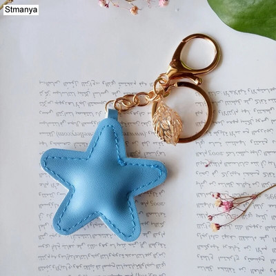 Γυναικείο Δερμάτινο Μπρελόκ Καρδιά Νέο Δερμάτινο Μπρελόκ Πεντάγραμμο Αστερίας με φύλλο Κρεμαστό Μπρελόκ Τσάντα Μπρελόκ Δώρο πάρτι JK3147