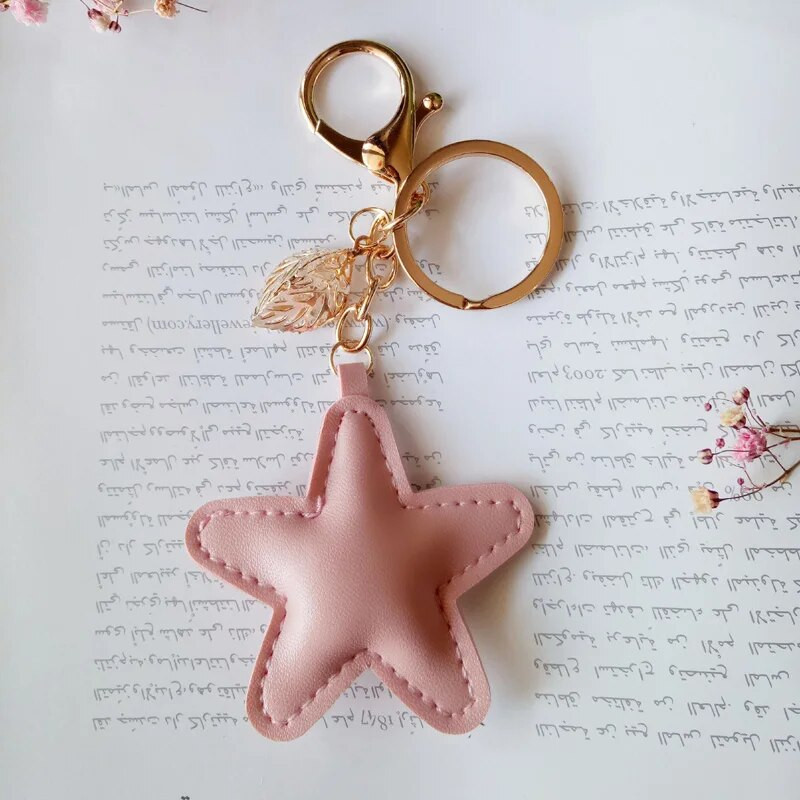 Γυναικείο Δερμάτινο Μπρελόκ Καρδιά Νέο Δερμάτινο Μπρελόκ Πεντάγραμμο Αστερίας με φύλλο Κρεμαστό Μπρελόκ Τσάντα Μπρελόκ Δώρο πάρτι JK3147