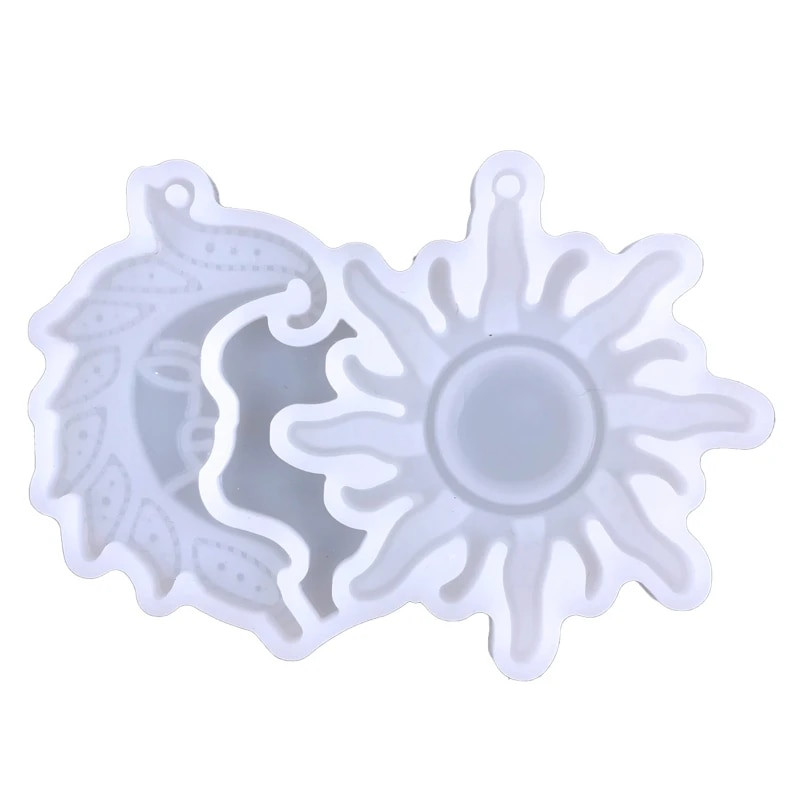 Mēness saules formas auskaru silikona veidne, kas piemērota epoksīda sveķu gatavošanai mugursomas kulonu rotaslietu izgatavošanai
