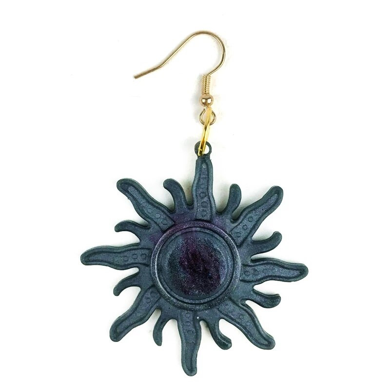 Mēness saules formas auskaru silikona veidne, kas piemērota epoksīda sveķu gatavošanai mugursomas kulonu rotaslietu izgatavošanai