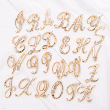 Γυναικείες καρφίτσες καρφίτσα με γράμματα πολυτελείας σε χρυσό χρώμα Στρας Κρυστάλλινα αγγλικά αλφάβητο μεταλλικές καρφίτσες Χαριτωμένα κοσμήματα αξεσουάρ Δώρο