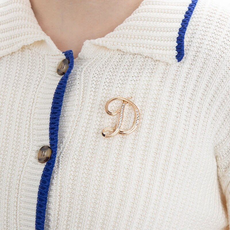 Sievietēm Luksusa burtu piespraudes piespraudes zelta krāsā Rhinestones kristāla angļu alfabēta metāla piespraudes Jauki rotaslietas aksesuāri dāvana