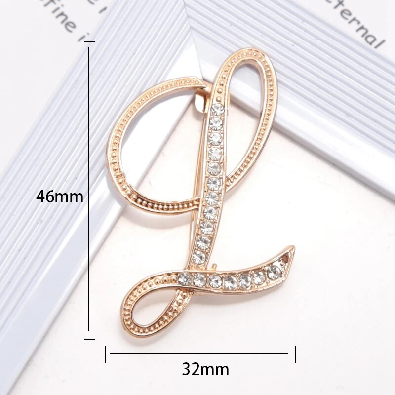 Sievietēm Luksusa burtu piespraudes piespraudes zelta krāsā Rhinestones kristāla angļu alfabēta metāla piespraudes Jauki rotaslietas aksesuāri dāvana