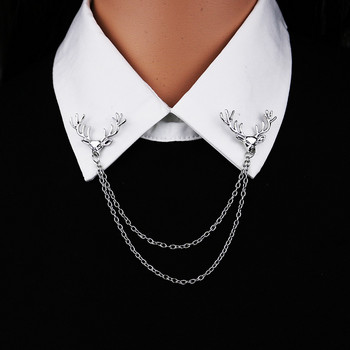 Fashion Gentleman φούντα καρφίτσα για ανδρικό κοστούμι πουκάμισο γιακά τριγωνικά φτερά αλυσίδα πέτο καρφίτσα μεταλλικό ρετρό αξεσουάρ γάμου