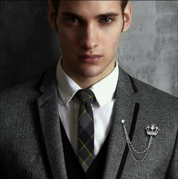 Модна джентълменска брошка с пискюли за мъжки костюм, риза, яка, триъгълни крила, верига, ревер, игла, метални ретро сватбени аксесоари