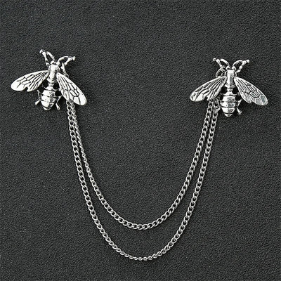 Modes džentlmeņu pušķis piespraude vīriešiem uzvalks krekls apkakle trīsstūris spārni ķēde atloks pin Metāla retro kāzu aksesuāri