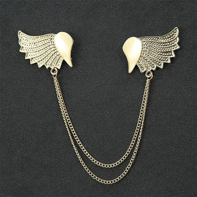 Modes džentlmeņu pušķis piespraude vīriešiem uzvalks krekls apkakle trīsstūris spārni ķēde atloks pin Metāla retro kāzu aksesuāri