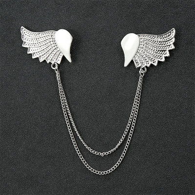 Modes džentlmeņu pušķis piespraude vīriešiem uzvalks krekls apkakle trīsstūris spārni ķēde atloks pin Metāla retro kāzu aksesuāri