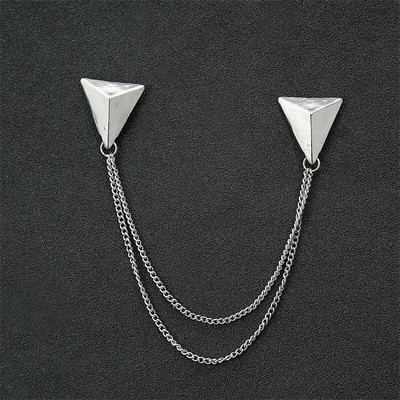 Modes džentlmeņu pušķis piespraude vīriešiem uzvalks krekls apkakle trīsstūris spārni ķēde atloks pin Metāla retro kāzu aksesuāri