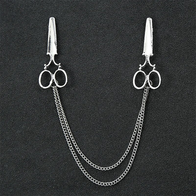 Modes džentlmeņu pušķis piespraude vīriešiem uzvalks krekls apkakle trīsstūris spārni ķēde atloks pin Metāla retro kāzu aksesuāri