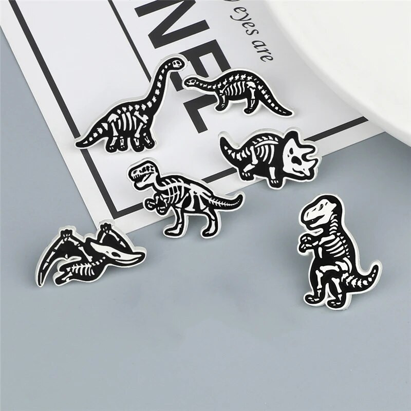 Σκελετός ζώων καρφίτσα Δεινόσαυρος Skull Lapel Pin Cartoon Cool Punk Badge Σακίδιο πλάτης Καρφίτσες τζιν καπέλο μόδας κοσμήματα Δώρο για φίλους