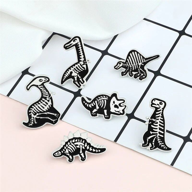 Σκελετός ζώων καρφίτσα Δεινόσαυρος Skull Lapel Pin Cartoon Cool Punk Badge Σακίδιο πλάτης Καρφίτσες τζιν καπέλο μόδας κοσμήματα Δώρο για φίλους