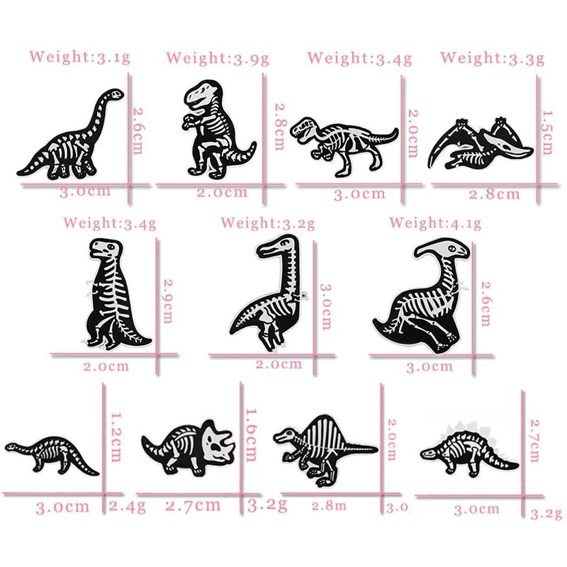 Σκελετός ζώων καρφίτσα Δεινόσαυρος Skull Lapel Pin Cartoon Cool Punk Badge Σακίδιο πλάτης Καρφίτσες τζιν καπέλο μόδας κοσμήματα Δώρο για φίλους