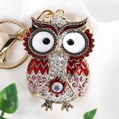 Jauki Rhinestone Crystal Big Eyes Zila Pūce Atslēgu piekariņš Dzīvnieks Putns Atslēgu piekariņš Atslēgu piekariņu turētājs Soma Kulonu Aksesuāri Atslēgu piekariņš