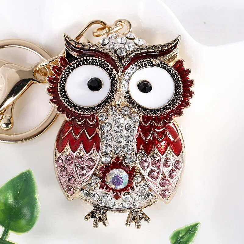Jauki Rhinestone Crystal Big Eyes Zila Pūce Atslēgu piekariņš Dzīvnieks Putns Atslēgu piekariņš Atslēgu piekariņu turētājs Soma Kulonu Aksesuāri Atslēgu piekariņš