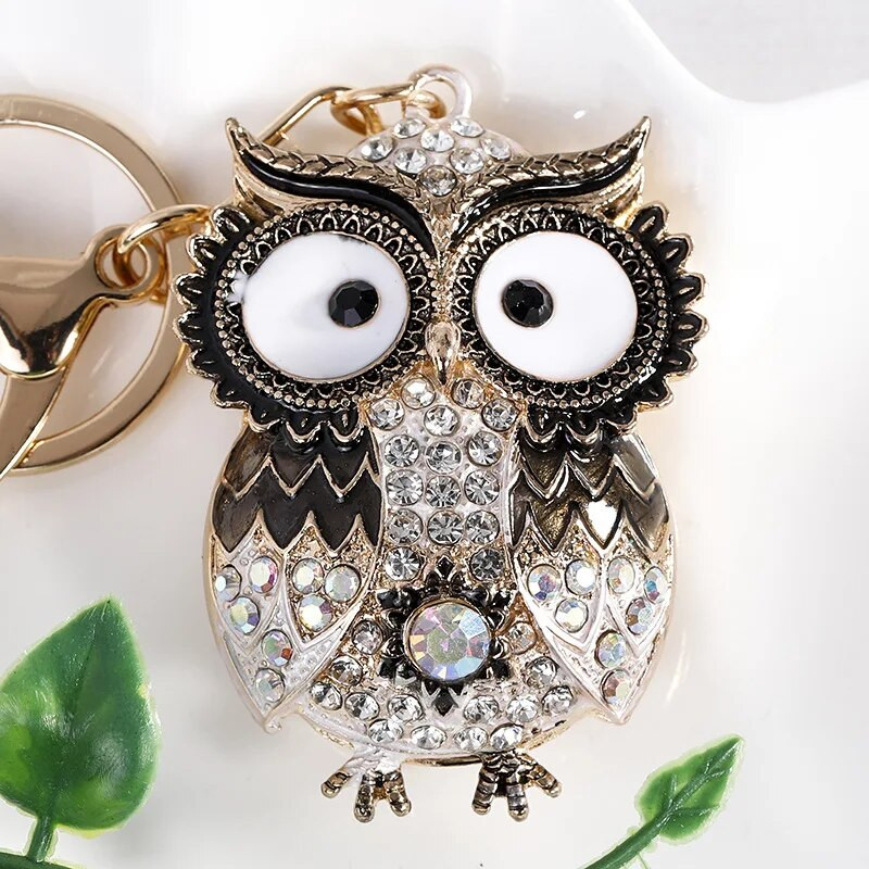 Jauki Rhinestone Crystal Big Eyes Zila Pūce Atslēgu piekariņš Dzīvnieks Putns Atslēgu piekariņš Atslēgu piekariņu turētājs Soma Kulonu Aksesuāri Atslēgu piekariņš