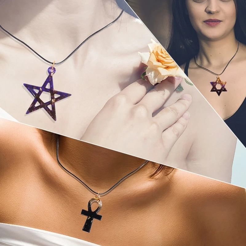 Diy Cristal Epoxid Mold Colier Ornament Mold Agățat Pandantiv Decor Pentagramă pentru Breloc Floare Soare Mucegai Silicon