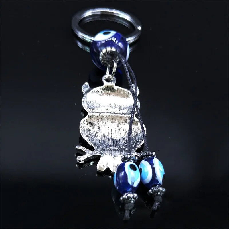 Bagoly törökkék szem kulcstartó női/férfi számára. Ezüst színű ötvözet Lucky Protection kulcstartó ékszer porte clé pour femme KXH524S01