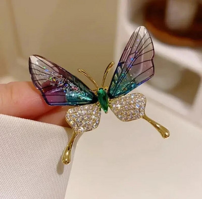 Elegantne Pearl Crystal Liblikas pärg Pross Mood Temperament Ehted Ülikond Riietus Mantel Haaknõelad