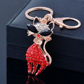 SINLEERY Slatka seksi mačka Privjesak za ključeve Crveno ružičasti privjesak od kubnog cirkonija Privjesak za ključeve Dodatni pribor Nakit Prijateljev dar nakit