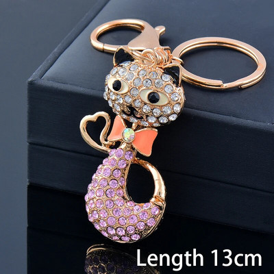 SINLEERY Slatka seksi mačka Privjesak za ključeve Crveno ružičasti privjesak od kubnog cirkonija Privjesak za ključeve Dodatni pribor Nakit Prijateljev dar nakit