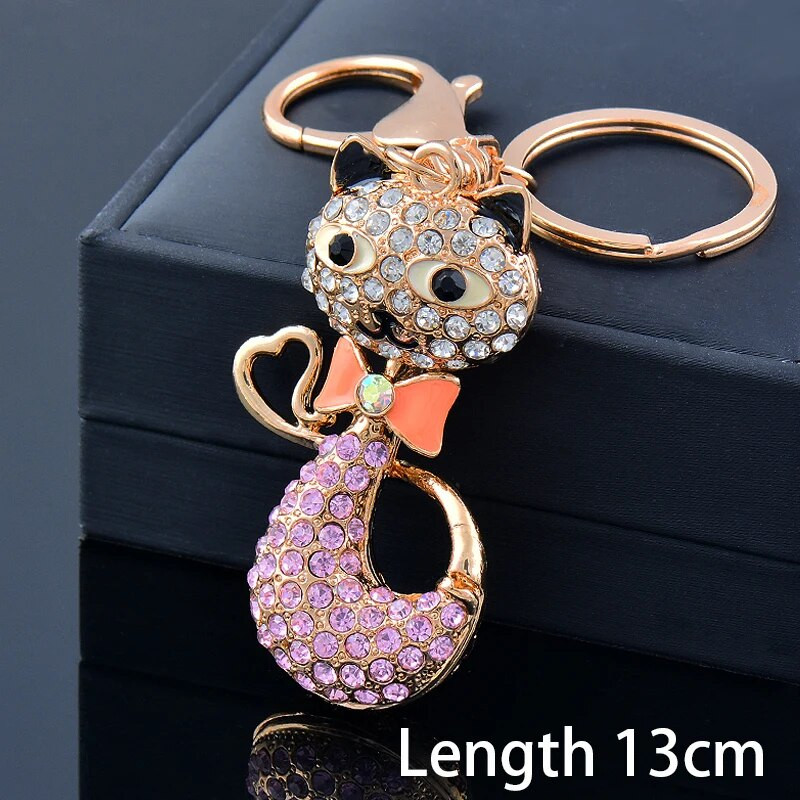 SINLEERY Slatka seksi mačka Privjesak za ključeve Crveno ružičasti privjesak od kubnog cirkonija Privjesak za ključeve Dodatni pribor Nakit Prijateljev dar nakit