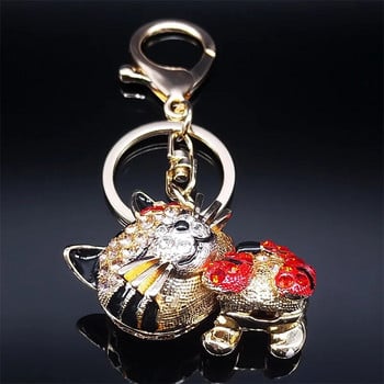 Cute Cat Keychain Rhinestone Χρυσό Χρώμα Kitty Θήκη μπρελόκ Δημιουργικό δώρο Αξεσουάρ τσάντα τσάντας μόδας Κοσμήματα llaveros K5301