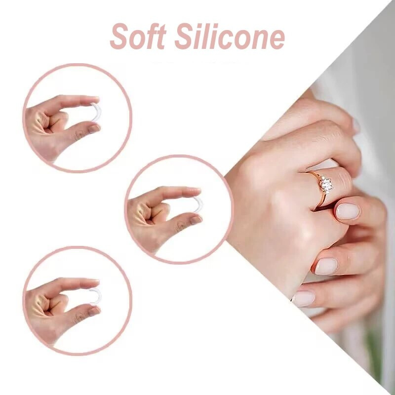 8 gab./komplektā Silikona gredzena izmēra regulētājs, neredzams vaļīgiem gredzeniem. Pirkstu gredzena izmēra mainītājs, caurspīdīgs spriegotājs rotaslietu aizsargs
