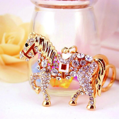 unpioncl Horse Rhinestone Crystal Charm Pendant Key Bag Chain atslēgu piekariņi