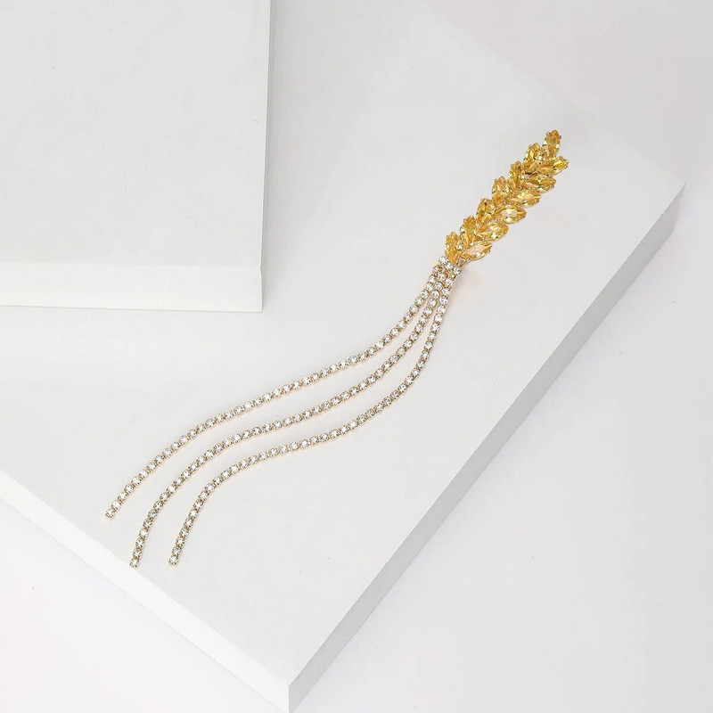 Luksusa sieviešu piespraude Rhinestone, garš pavediens, pušķis, atloka piespraudes, kviešu auss, aksesuāri, rotaslietas sievietēm, apģērbi