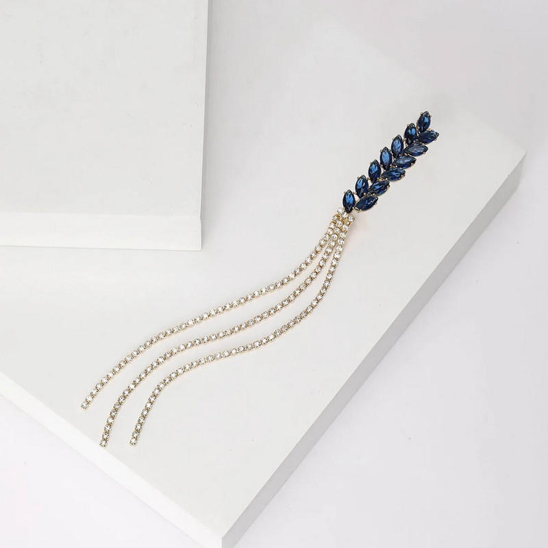 Luksusa sieviešu piespraude Rhinestone, garš pavediens, pušķis, atloka piespraudes, kviešu auss, aksesuāri, rotaslietas sievietēm, apģērbi