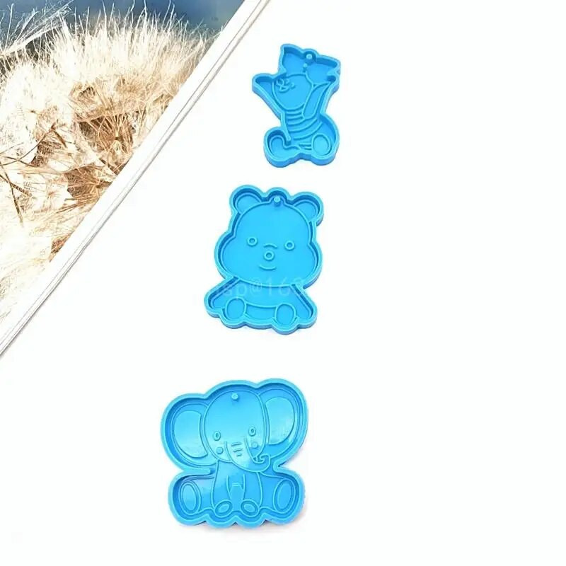 Spīdīgs glancēts lācis zilonis cūkas rotājumi silikona epoksīda sveķu veidne DIY atslēgu piekariņu kulonu rotaslietas Valentīna dāvanu amatniecībai