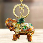 Χαριτωμένο Rhinestone Crystal Nose Up Elephant God Keychain Ζώο με μπρελόκ Θήκη κρεμαστό μπρελόκ