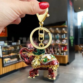 Χαριτωμένο Rhinestone Crystal Nose Up Elephant God Keychain Ζώο με μπρελόκ Θήκη κρεμαστό μπρελόκ