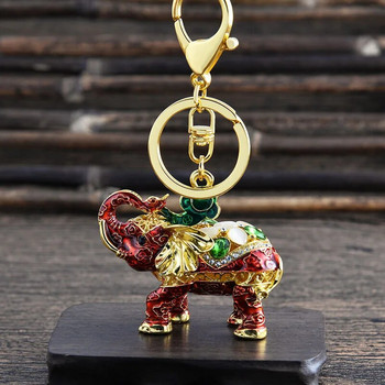 Χαριτωμένο Rhinestone Crystal Nose Up Elephant God Keychain Ζώο με μπρελόκ Θήκη κρεμαστό μπρελόκ