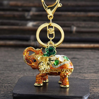 Χαριτωμένο Rhinestone Crystal Nose Up Elephant God Keychain Ζώο με μπρελόκ Θήκη κρεμαστό μπρελόκ