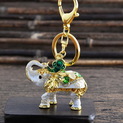 Χαριτωμένο Rhinestone Crystal Nose Up Elephant God Keychain Ζώο με μπρελόκ Θήκη κρεμαστό μπρελόκ
