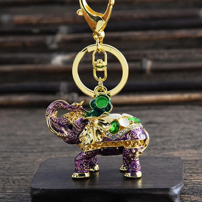 Χαριτωμένο Rhinestone Crystal Nose Up Elephant God Keychain Ζώο με μπρελόκ Θήκη κρεμαστό μπρελόκ