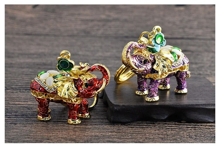 Χαριτωμένο Rhinestone Crystal Nose Up Elephant God Keychain Ζώο με μπρελόκ Θήκη κρεμαστό μπρελόκ