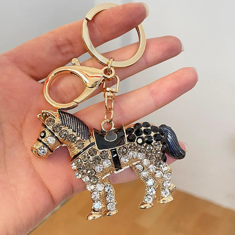 Aranyos strasszkristály zodiákus ló Kulcstartó állat ló Kulcstartó kulcstartó tartó Medál kulcstartó ötágú csillag ajándék