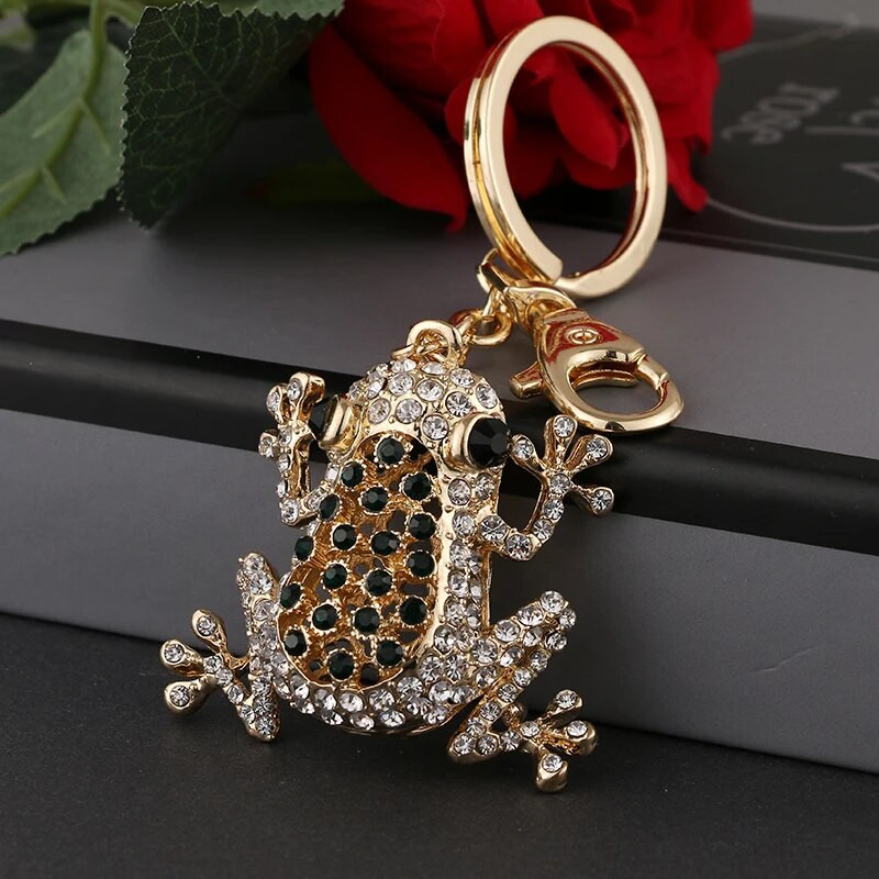Bogăție broaște verde minunat cristal farmec pandantive poșetă geantă chei mașină breloc cheie ysk079 cadou de ziua la modă pentru un prieten
