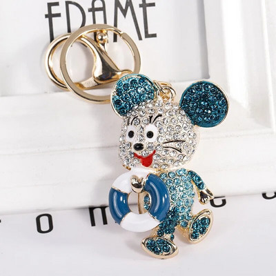 Uus armas sinine kristallhiire võtmehoidja kivist metallist kotti ripats võtmehoidja loomade võtmehoidjad võluvad ehted naistele