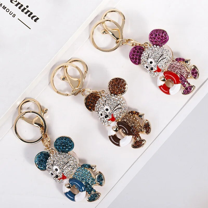 Uus armas sinine kristallhiire võtmehoidja kivist metallist kotti ripats võtmehoidja loomade võtmehoidjad võluvad ehted naistele