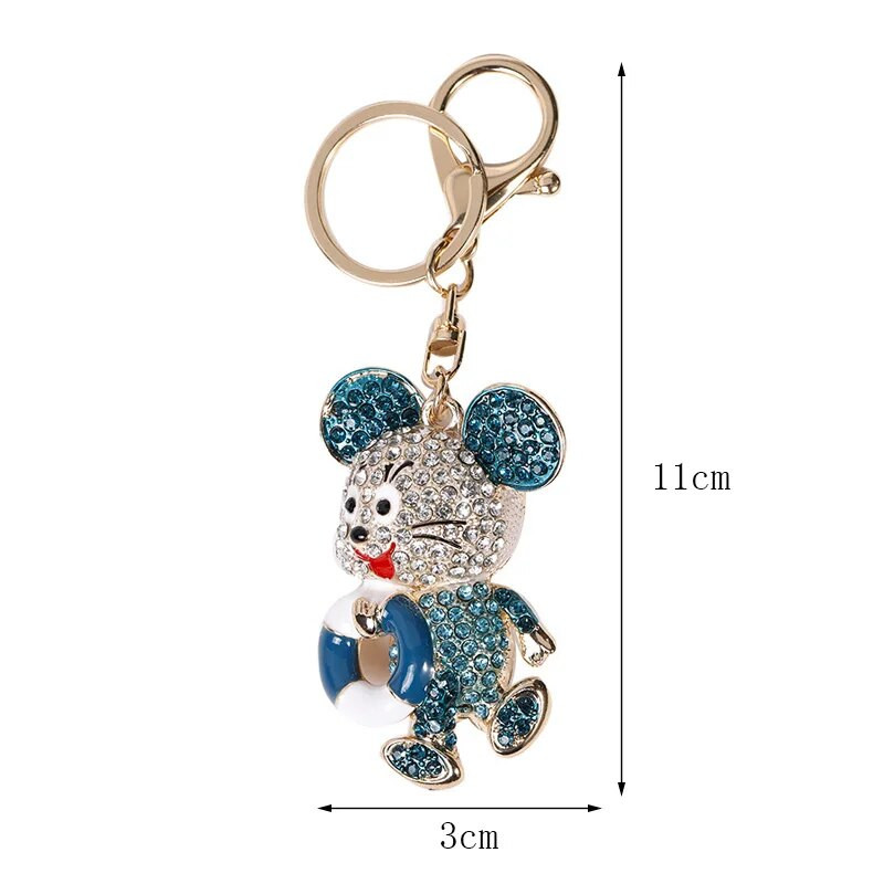Uus armas sinine kristallhiire võtmehoidja kivist metallist kotti ripats võtmehoidja loomade võtmehoidjad võluvad ehted naistele