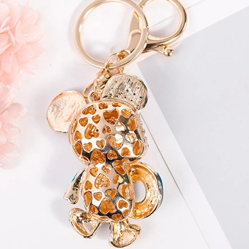 Uus armas sinine kristallhiire võtmehoidja kivist metallist kotti ripats võtmehoidja loomade võtmehoidjad võluvad ehted naistele