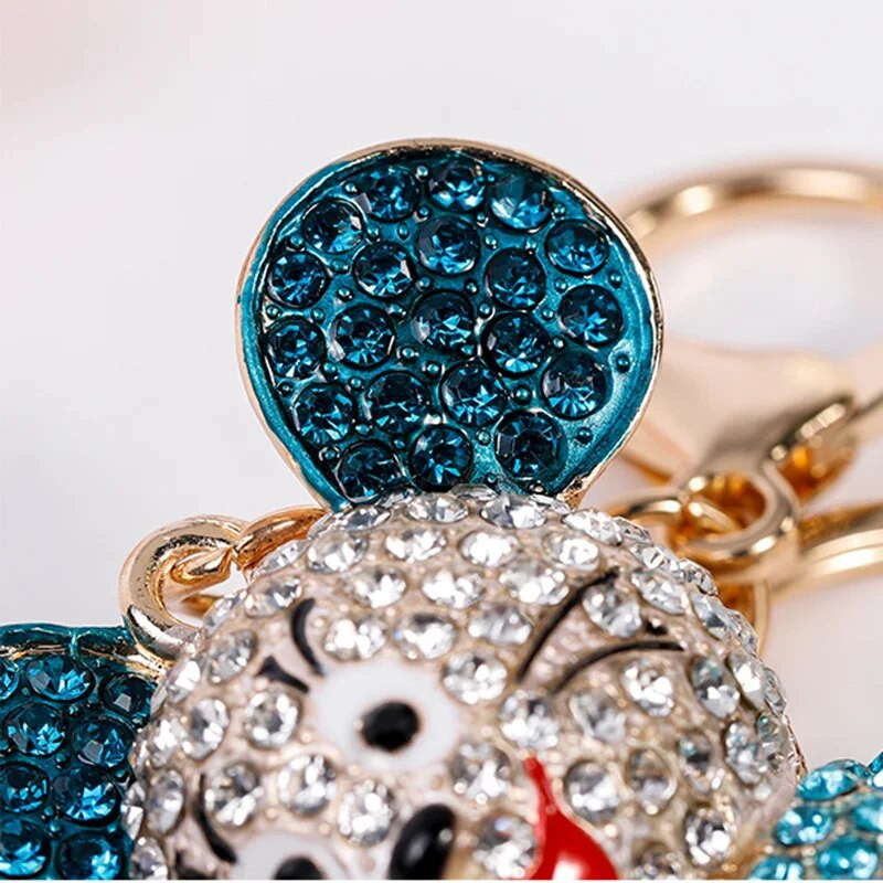 Uus armas sinine kristallhiire võtmehoidja kivist metallist kotti ripats võtmehoidja loomade võtmehoidjad võluvad ehted naistele