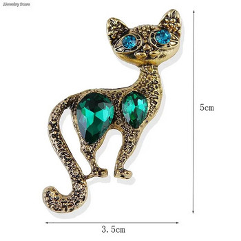 Καρφίτσες κρεμαστό κόσμημα γάτας Κορέας Rhinestone 1 τμχ για γυναίκες από κράμα Animal pins Fashion Crystal Corsage καθημερινά αξεσουάρ