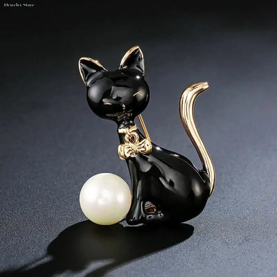 Καρφίτσες κρεμαστό κόσμημα γάτας Κορέας Rhinestone 1 τμχ για γυναίκες από κράμα Animal pins Fashion Crystal Corsage καθημερινά αξεσουάρ