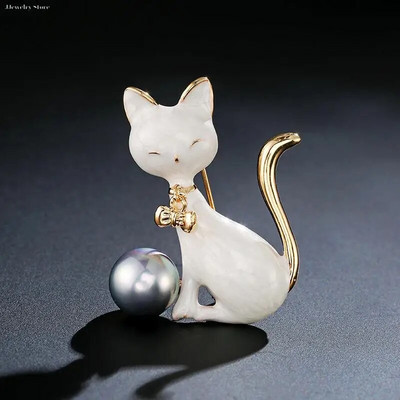 Καρφίτσες κρεμαστό κόσμημα γάτας Κορέας Rhinestone 1 τμχ για γυναίκες από κράμα Animal pins Fashion Crystal Corsage καθημερινά αξεσουάρ