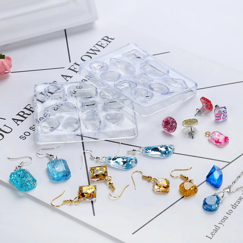 Caurspīdīga gumijas kristāla epoksīda sveķu veidne, DIY auskari, mazi slīpēti dārgakmeņu veidne sveķiem